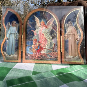 Wooden Guardian Angel Triptych