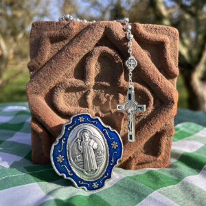 Metal St Benedict Rosary with Decorative Box